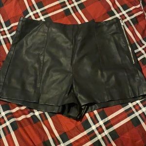 Faux leather short high waisted shorts
